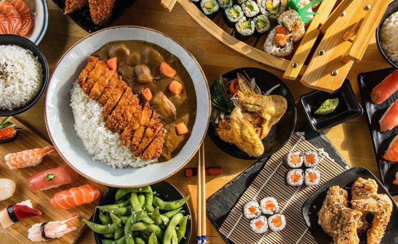 Japanese dishes selection